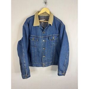 Mustang Stormrider Denim Jacket Blue Blanket Lined Corduroy Collar Mens 48 Reg